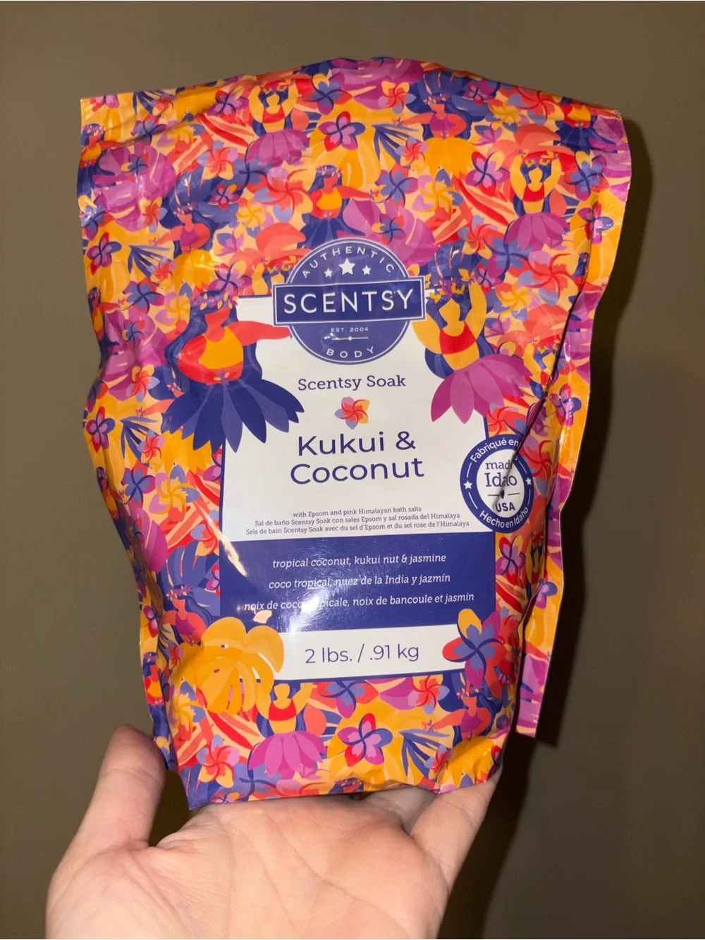 Scentsy Kukui & Coconut Soak Pouch - Purple, Yellow, Orange